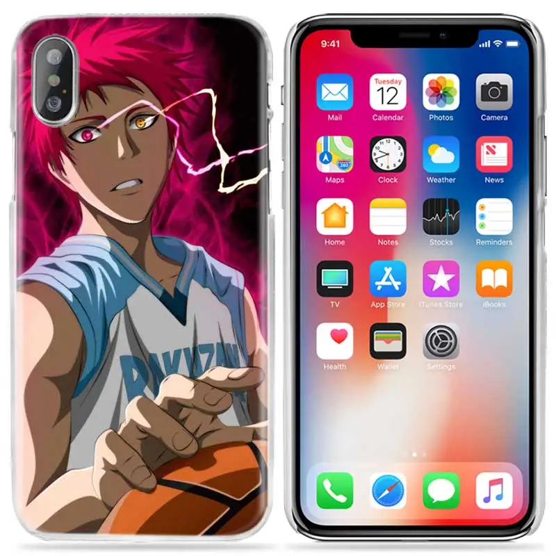 Kuroko чехол без корзины для iPhone XS Max XR X 10 7S 8 6 6S Plus 5S SE 5 4S 4 5C прозрачный жесткий PC аниме Kawaii чехол для телефона
