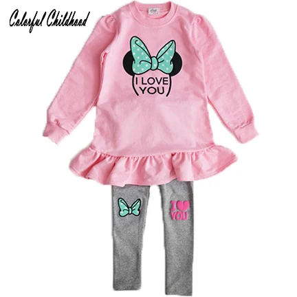Детские комплекты одежды для маленьких девочек футболка с длинным рукавом и