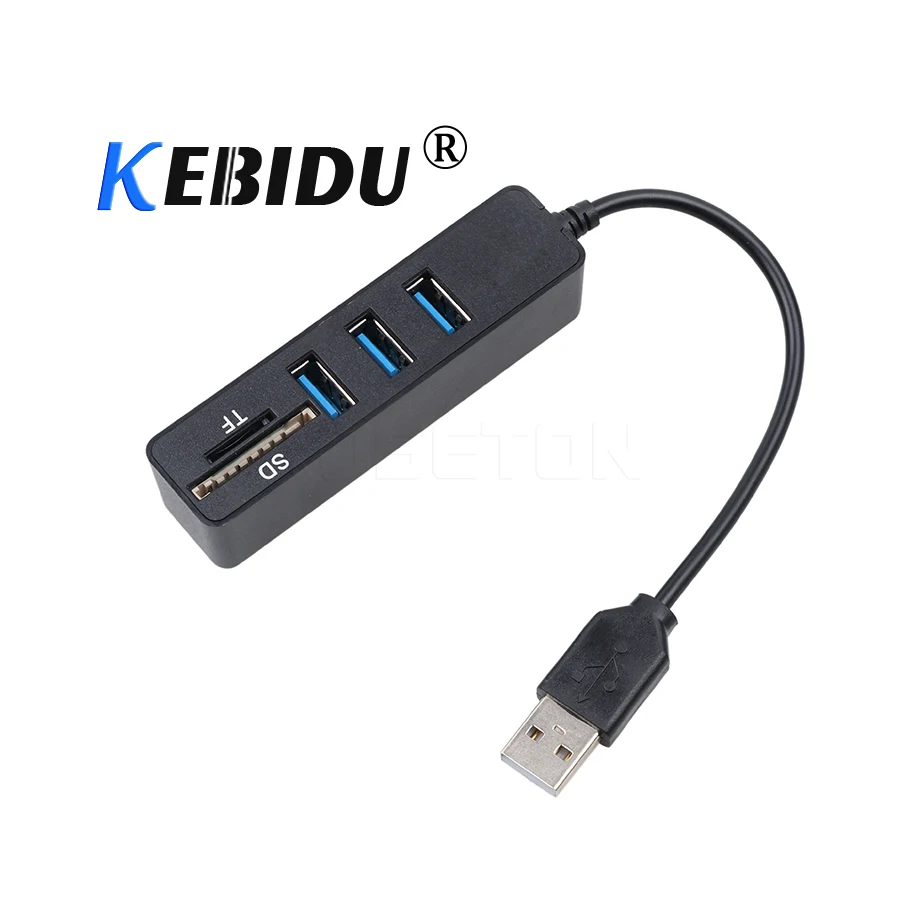 Высокоскоростной usb хаб 2 в 1 kebidu 0 с 3 портами и картридером разветвитель 480 Мбит/с
