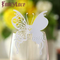hot sale wedding table decoration laser cut name place card paper butterfly wine glass card party decor wedding favor 60pcs