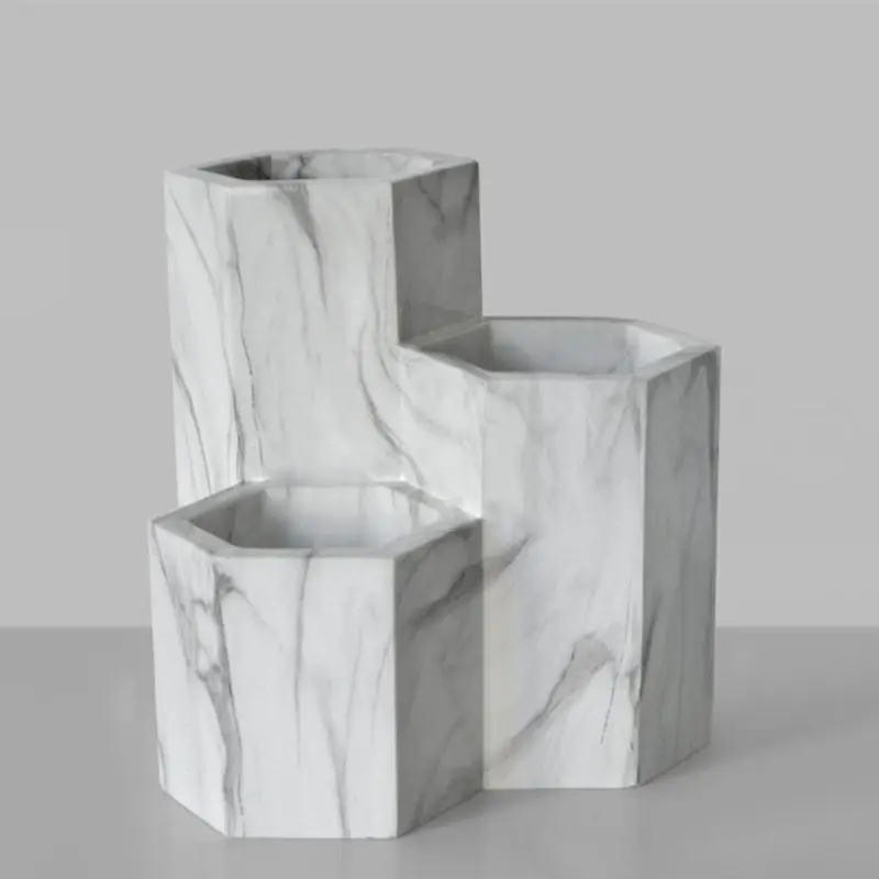 Ящик для хранения косметических кистей с мраморной текстурой|Подставки ручек| |