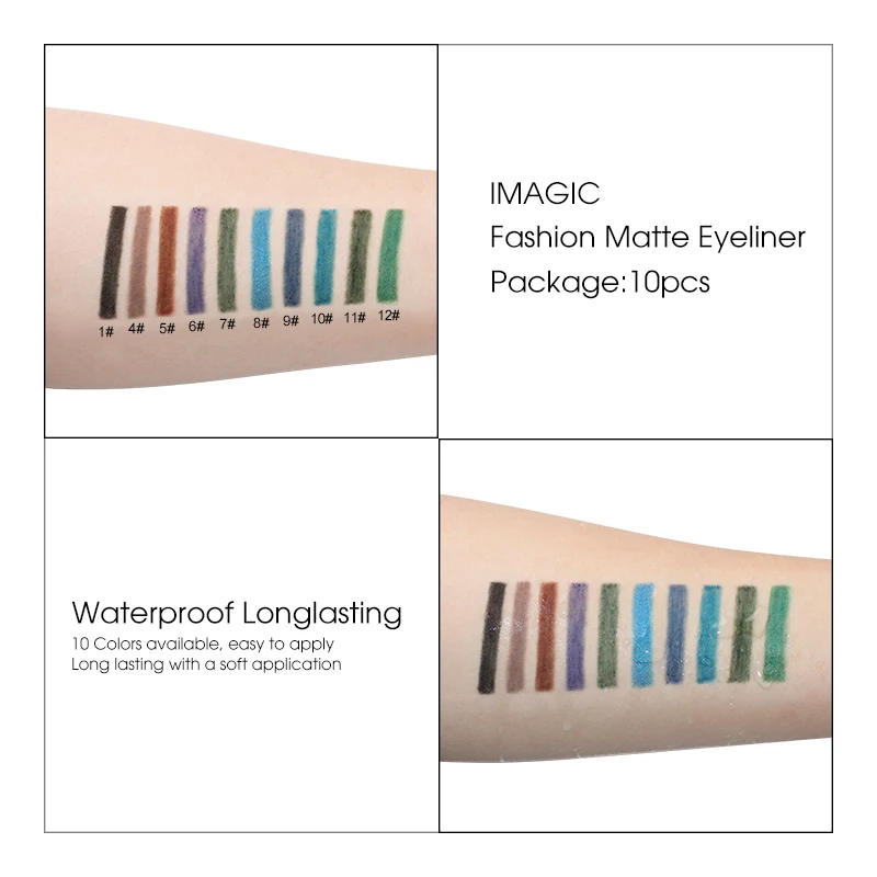 IMAGIC 10/Pcs Fashion Matte Colors Eyeliner Pencil Makeup Waterproof Long Lasting Eye Cosmetics Maquiagem Easy to Wear |