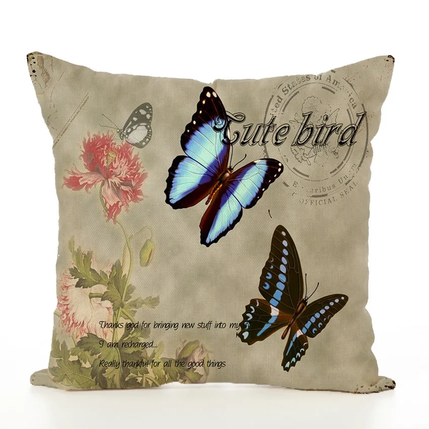 2020 New Style Natural Scenery Butterfly Pillowcase Home Sofa Chair Decorative Linen Cushion Cover | Дом и сад