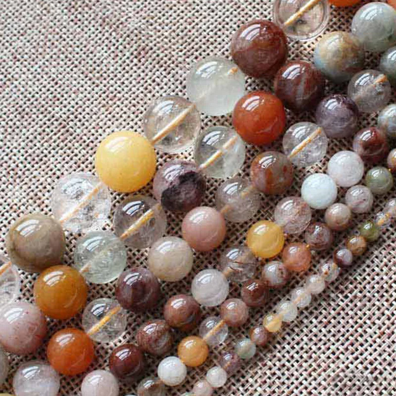 

4-12mm Natural Round Mixed Gem Stone Beads Quartz Beads For Jewelry Making beads 15'' Needlework DIY Beads Bracelets Trinket