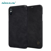for iphone x leather case luxury ultra thin pu leather flip cases cover for apple iphone x with card slot nillkin qin series
