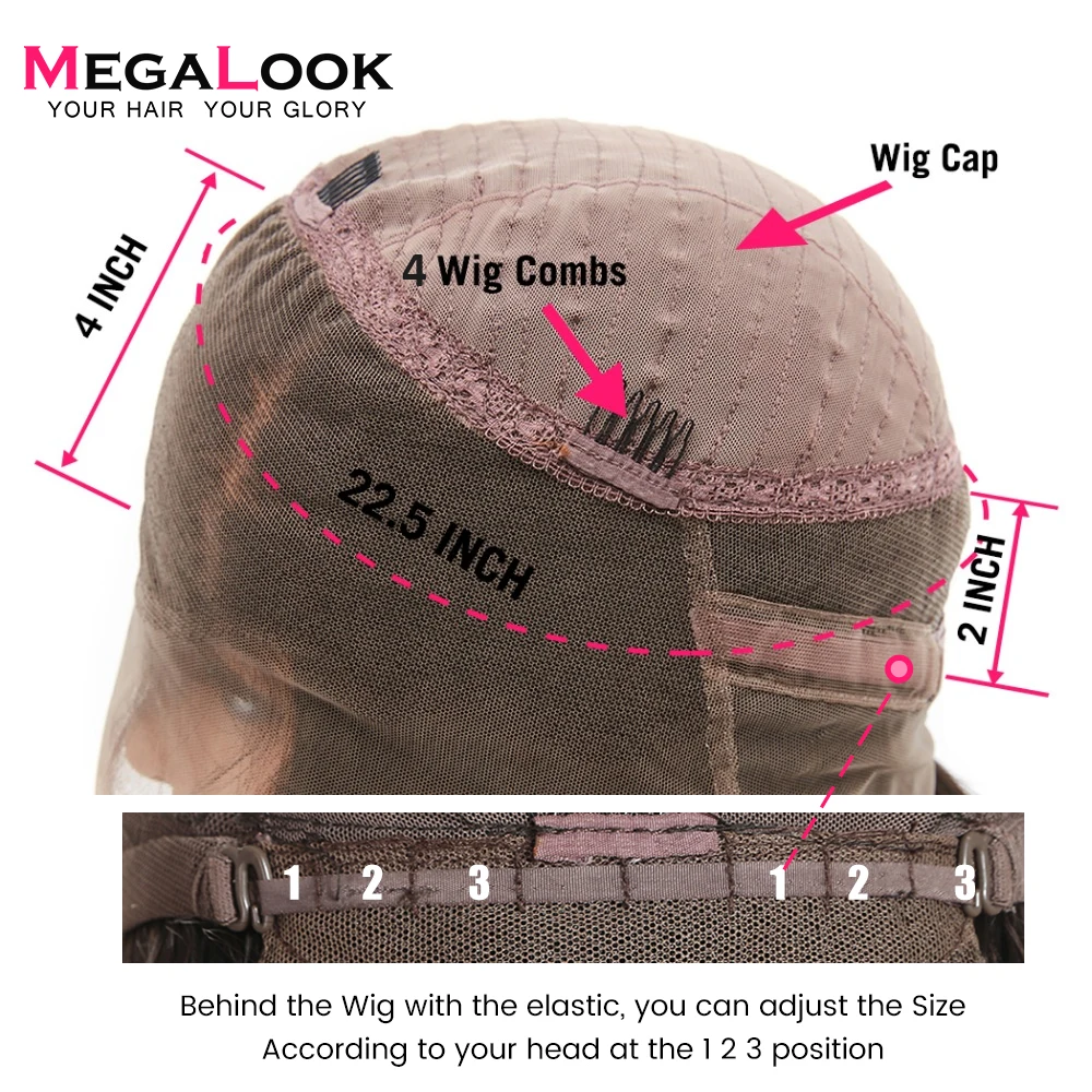 Megalook 360 парик с кружевом спереди al предварительно сорвал волосами младенца