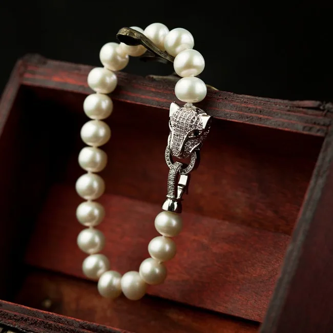 Набор ювелирных изделий из жемчуга Cheetah Heads браслет натурального и ожерелье