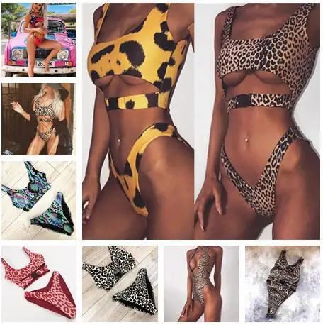 JRNNORV Sexy Bikini Swimwear Women Swimsuit Brazilian Set Green Print Halter Top Beach Wear Bathing Suits BC0162 |