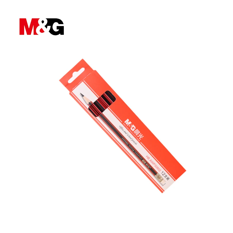 

M&G 12 pcs Crude Wood HB Pencils Standard Pencils for Drawing fabric clothing High Quality simple Pencil with erasers