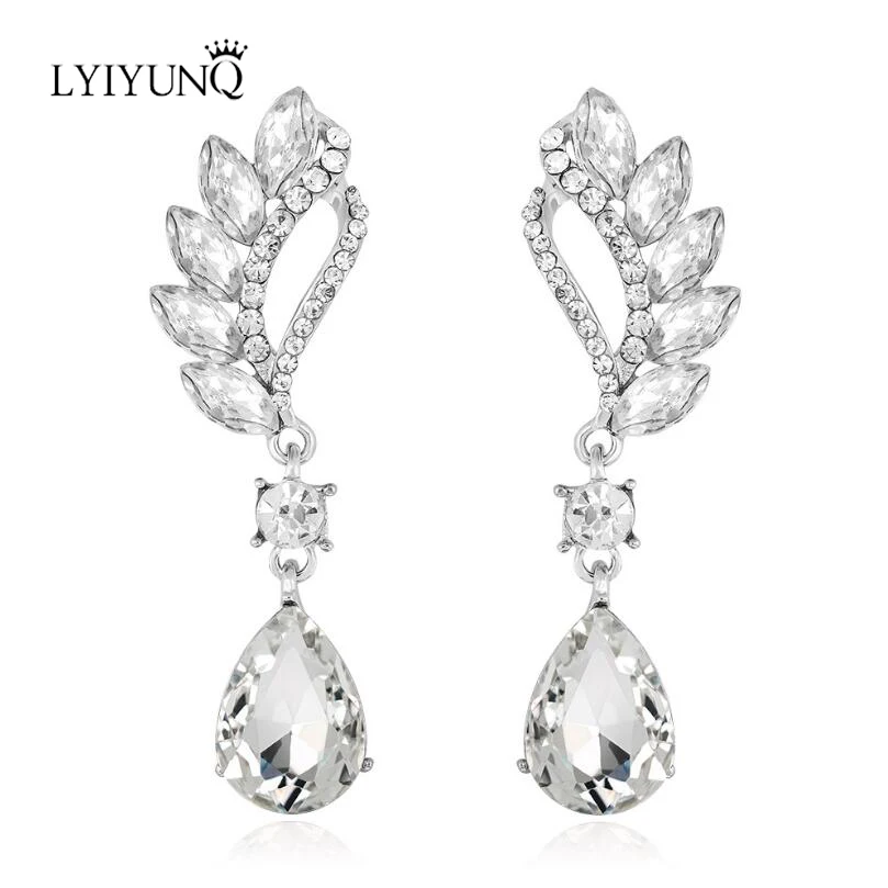 LYIYUNQ Европа и Америка Мода Темперамент Кристалл Украшения Длинные Серьги Для Женщин Вода Капля Большая Серьга