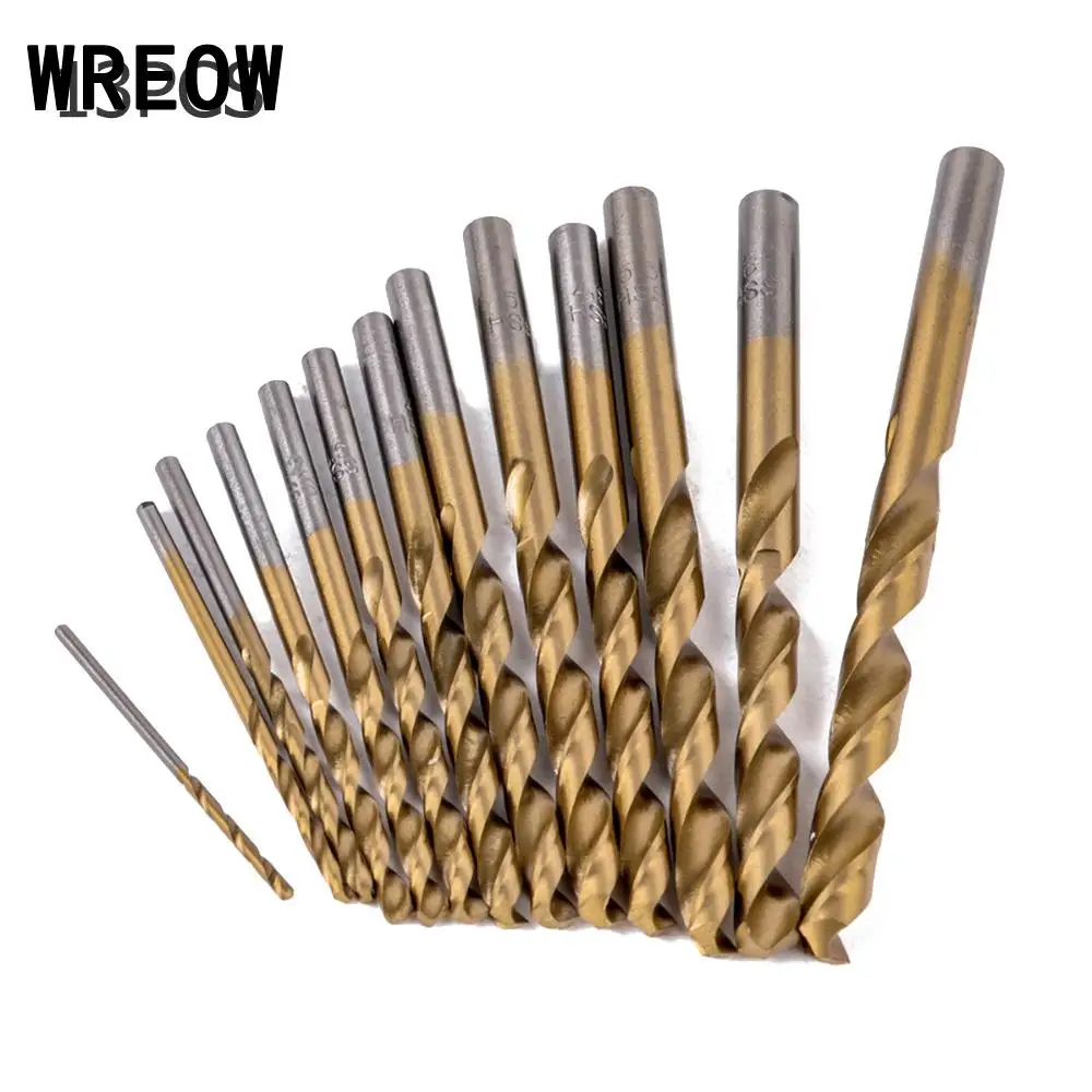 13 шт./компл. спиральное сверло из быстрорежущей стали набор сверл с титановым