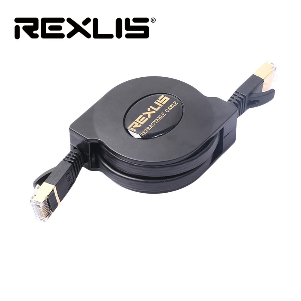 REXLIS CAT7 выдвижной Ультра Плоский позолоченный CAT 7 10 гигабитный RJ45 Ethernet Кабель для