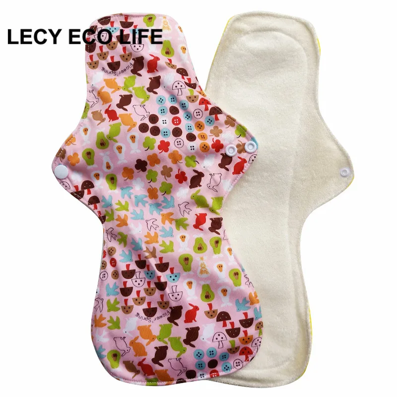 Lecy Eco Life 1 шт. 1" Фламинго с принтом для ночного использования многоразовые менструальные подкладки для тяжелого потока, большие размеры дышащие женские тканевые прокладки - Цвет: Q14