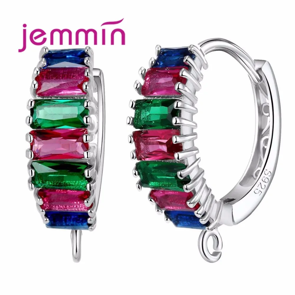 

Серьги-кольца женские из серебра 925 пробы с фианитами, 10 шт./лот