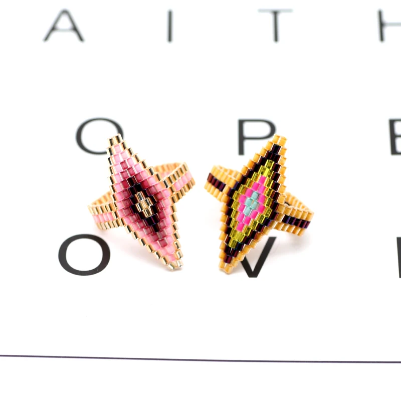 

Fairywoo Miyuki Beads Ring New Fashion Geometric Accessories Handwoven Jewelry For Woman or Man Party Gifts Bohemia Wholesale