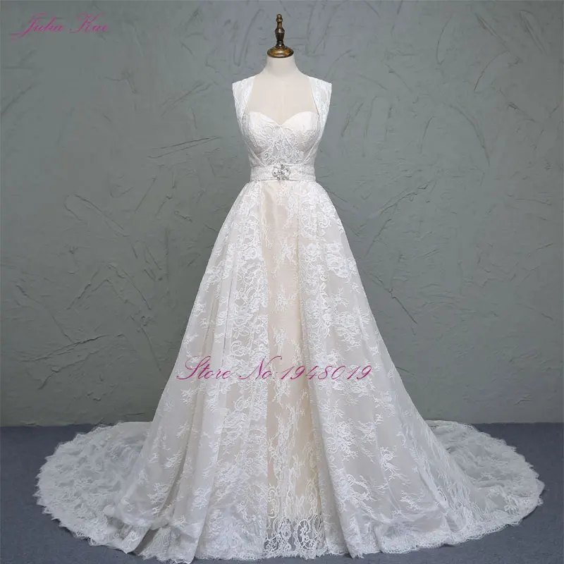 Свадебное платье с вырезом сердечком и съемной линией 2 в 1|a line wedding dress|wedding dress