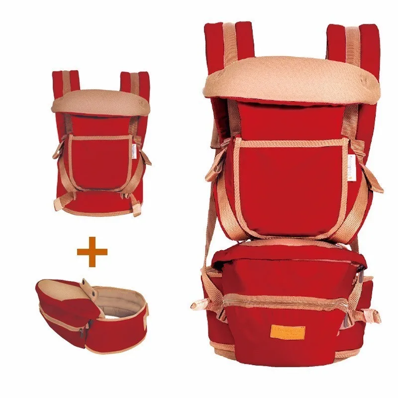 deep red Роскошный эргономичный рюкзак-кенгуру, 9 в 1, 360, mochila portabebe, рюкзак-кенгуру для детей, детская накидка для девочек и мальчиков - Цвет: deep red
