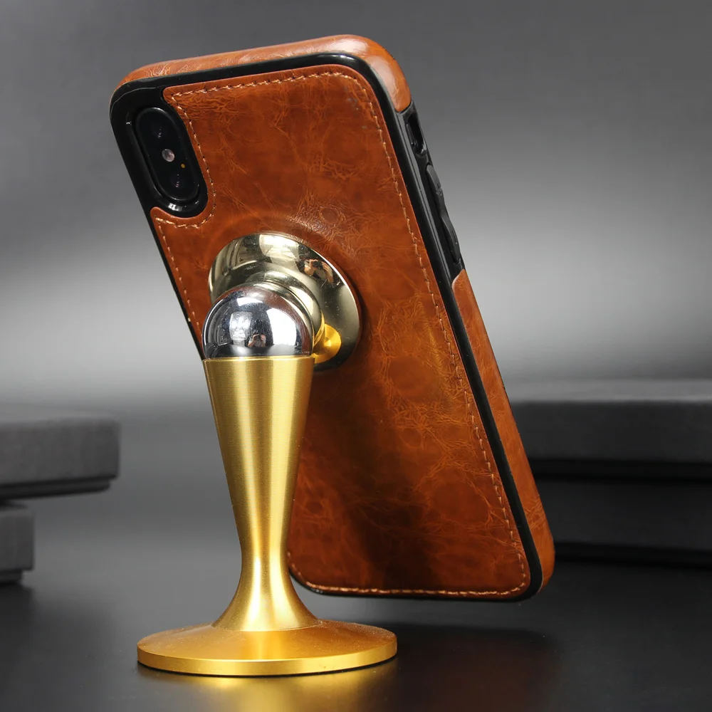 Винтажный чехол из искусственной кожи для iPhone X XS XR Max автомобильная магнитная