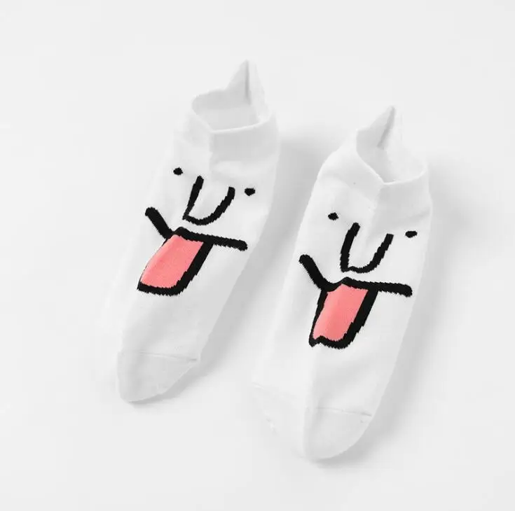 

5Pairs/Lot New Female Jacquard Socks Funny Face Kawaii Short Socks Spring Summer Socks Invisible Non Slip Socks