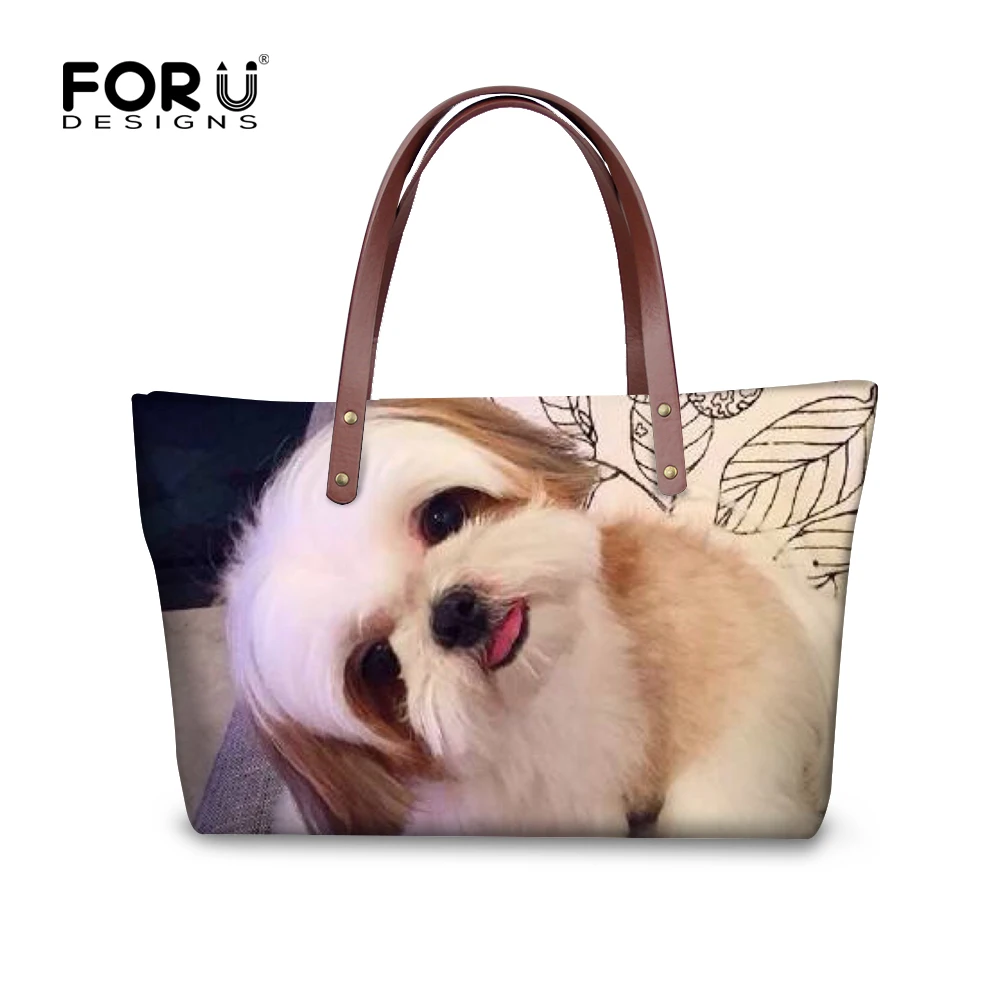 FORUDESIGNS Милые 3D Shih Tzu женские Большие Сумки для дам сумки мессенджеры Женские