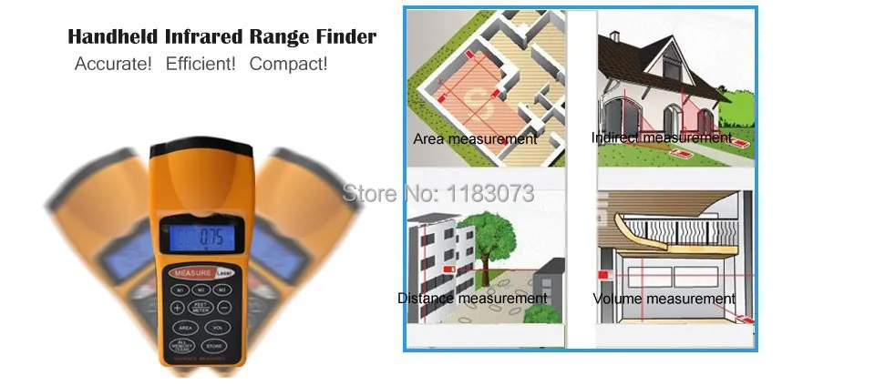 Ручной ультразвуковой измерительный измеритель расстояния лазерная указка