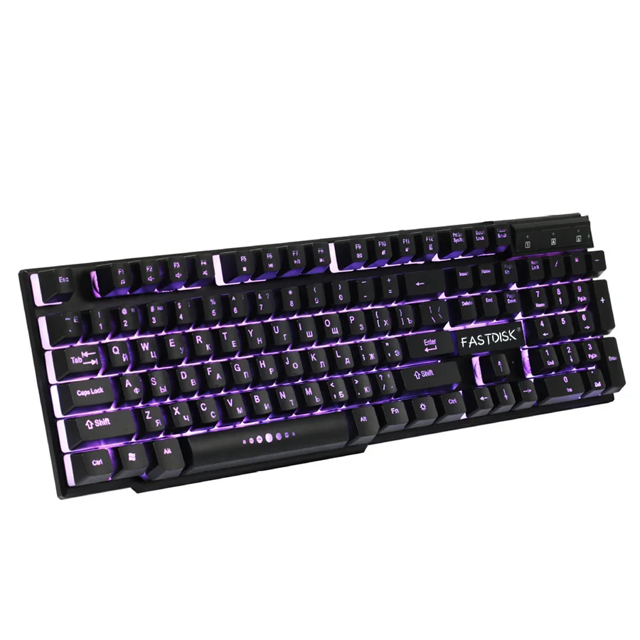 FASTDISK Русский/Английский 3 цвета подсветка игровая клавиатура Teclado геймер