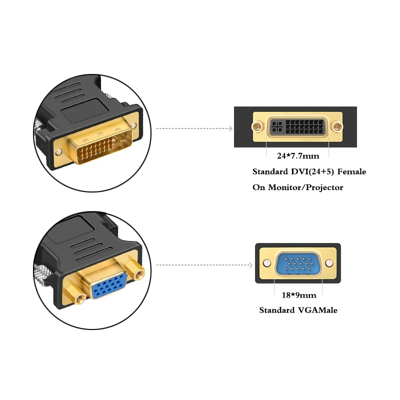 DVI d VGA Adapter to Mini jack 24+5 1080P Male Female Gold plate Converter for HDTV Monitor Laptop | Электроника