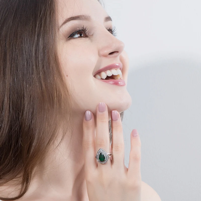 Женское кольцо с фианитом в виде капли воды R053|finger ring|ring forrings for fingers |