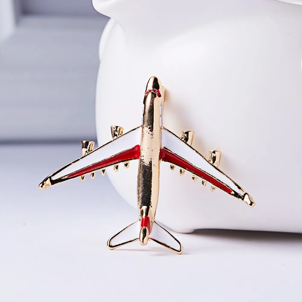 RINHOO 2021 Fashion 3D Little Airplane Brooch Enamel Gold-color Metal Brooches Pin Aircraft Model Jewelry Suit Clothes Clips | Украшения и
