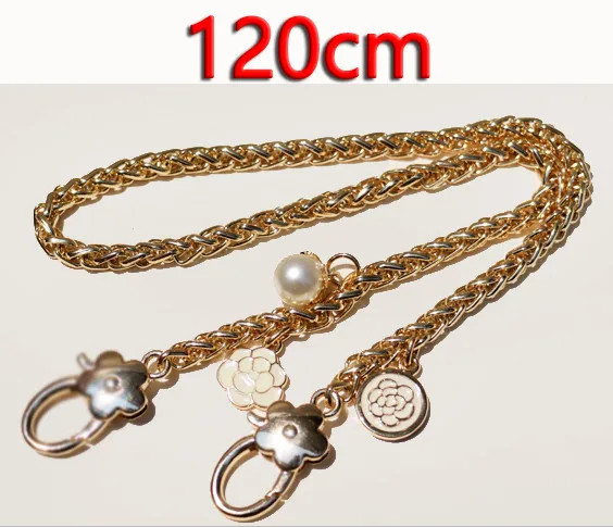 120cm Gold DIY аксессуары 40 см-150 см Сменные золотые металлические цепи плечевые ремни для маленьких сумок, сумки модные 6 мм сумки ручки ремни - Цвет: 120cm Gold