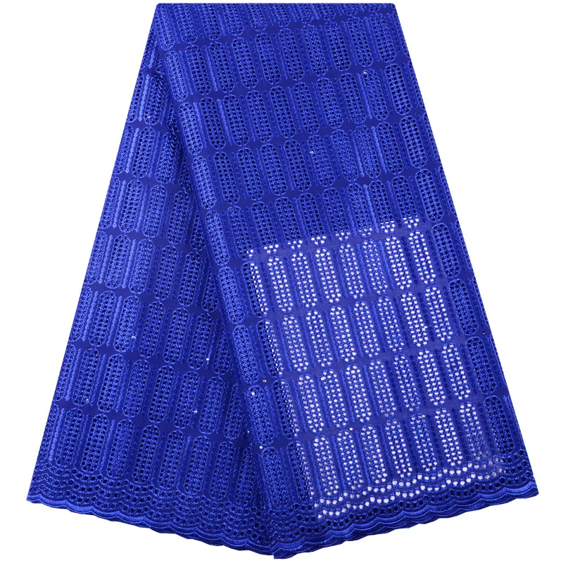 

Royal Blue African 100% Cotton Dry Lace Fabric Newest High Quality Nigeria Swiss Voile Lace In Switzerland For Party Dress S1434