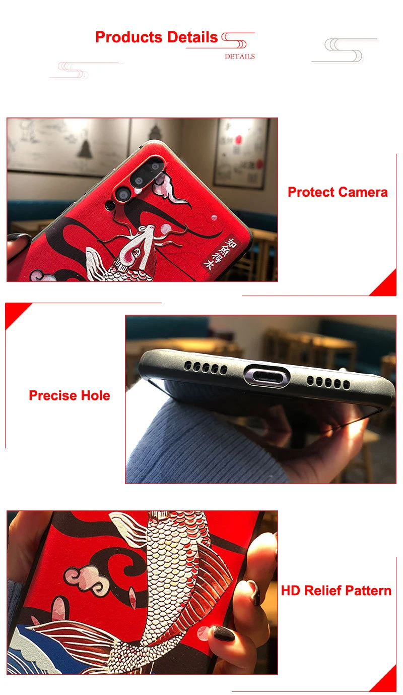 Мягкий чехол для huawei P30 mate 20 Pro Lite P20 Pro Honor 8X Max Play V10 View V9 10 9 V20 Note 10 с 3D рельефным карпом
