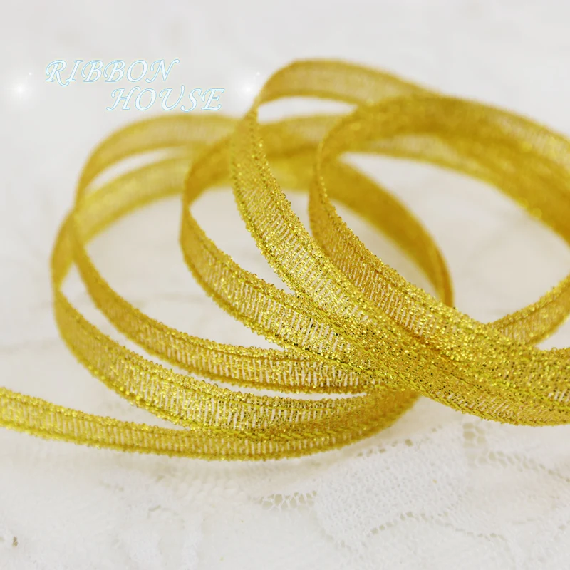 (25 yards/lot) 1/4'' (6mm) Gold polyester ribbon Christmas packaging ribbon high-grade quality squares ribbons