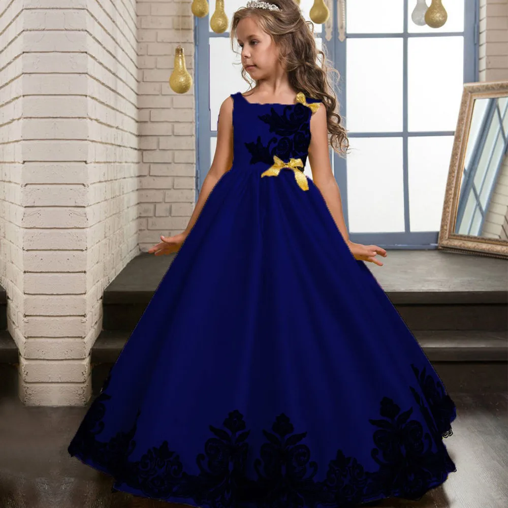 Feitong/качественное платье принцессы с цветочным узором для девочек Vestidos De Festa