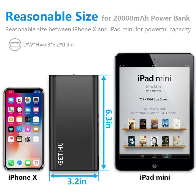 INIU 20000mAh power Bank 2.4A светодиодный дисплей 2 Портативное зарядное usb-устройство bank для