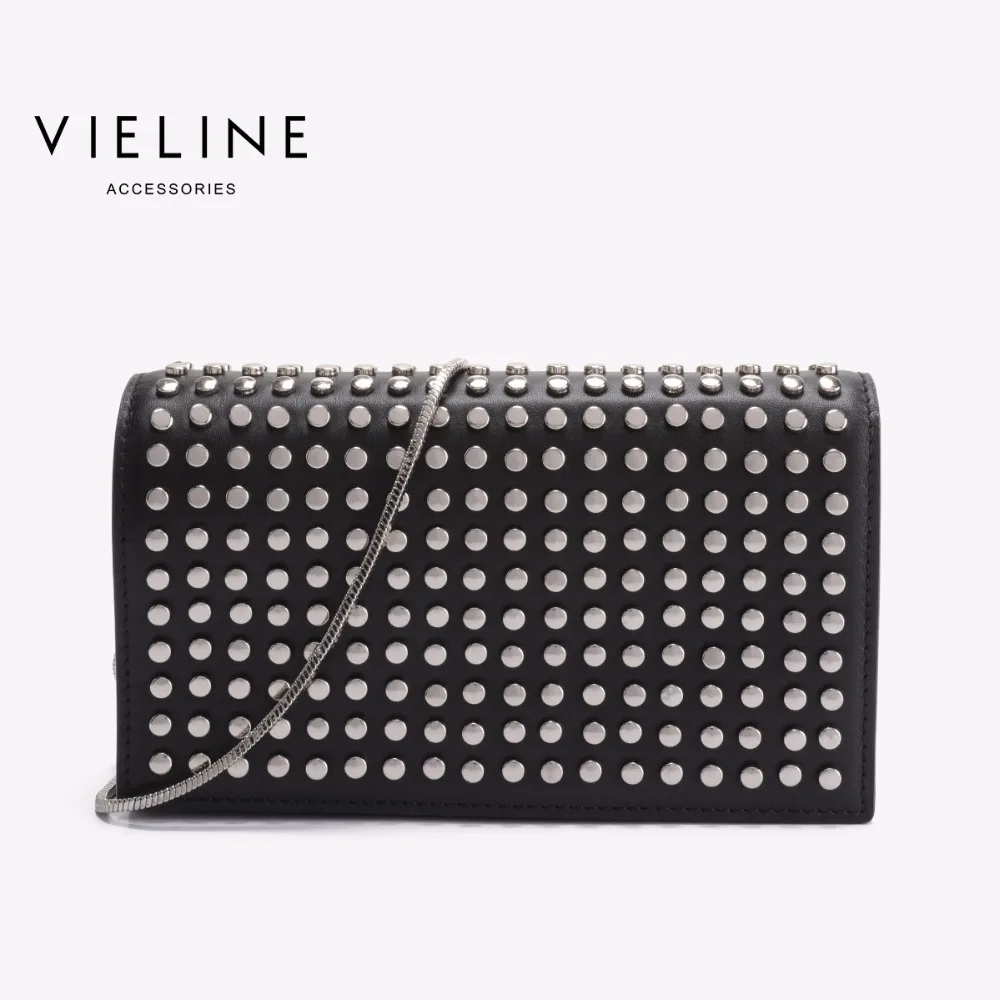 

Vieline , women genuine leather leather Rivet shoulder bag ,Designer Brand real leather crossbody bag lady leather Master bag