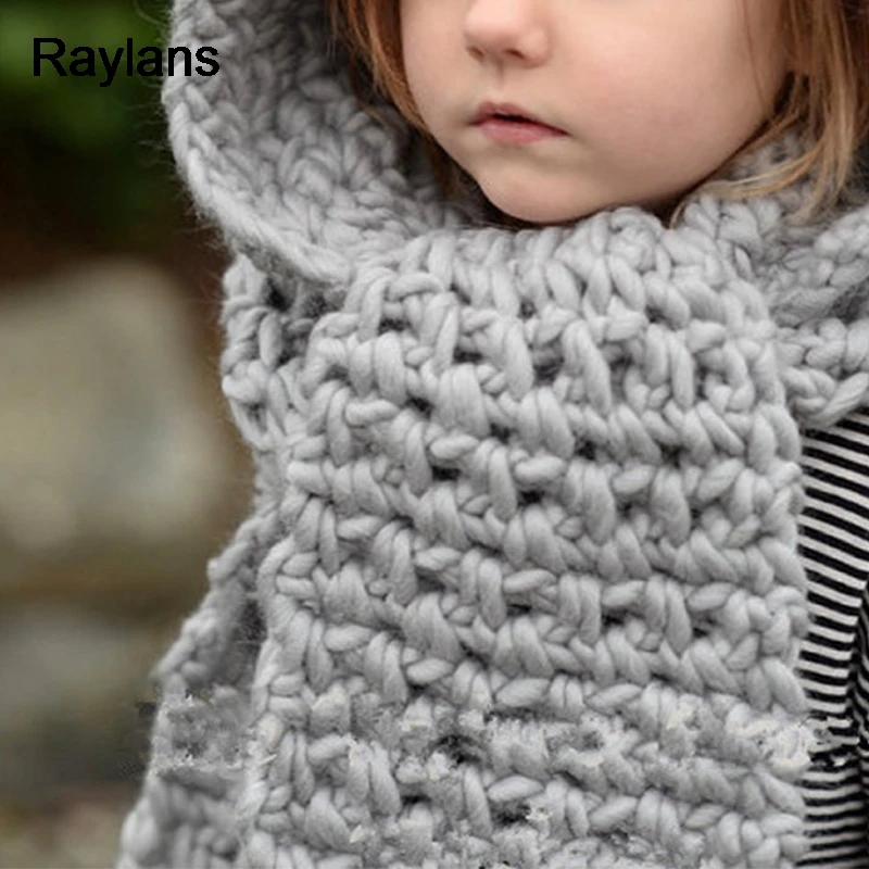 Raylans Kids Child Hat Winter Warm Knitted Crochet Hood Pompom Cap Cover Scarf |