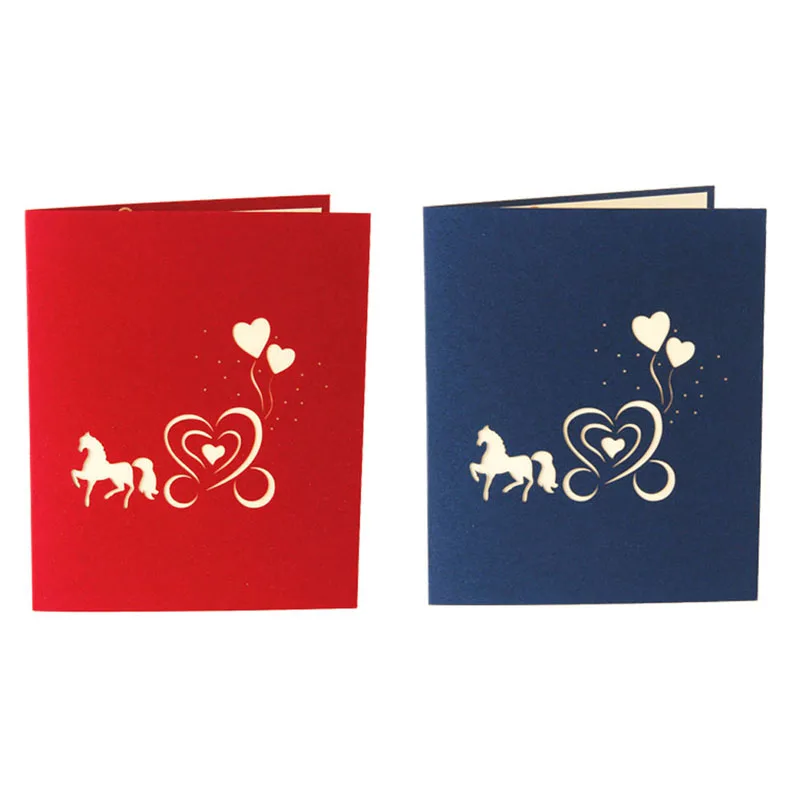 3D всплывающие Cartes Le chariot Valentin Mariage приглашение Anniversaire