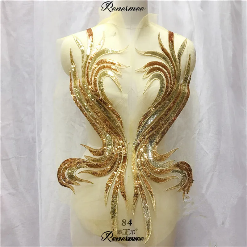 1 пара большие блестки золотой сапфир Кружевная аппликация сделай сам ткань для