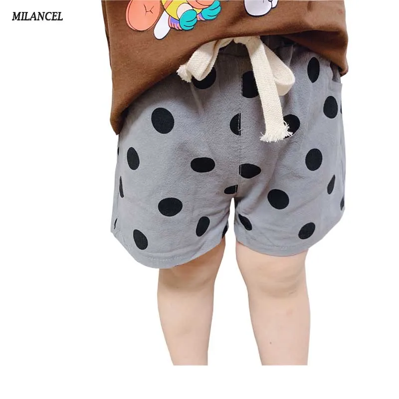 Детские хлопковые шорты летние в горошек для маленьких девочек повседневные