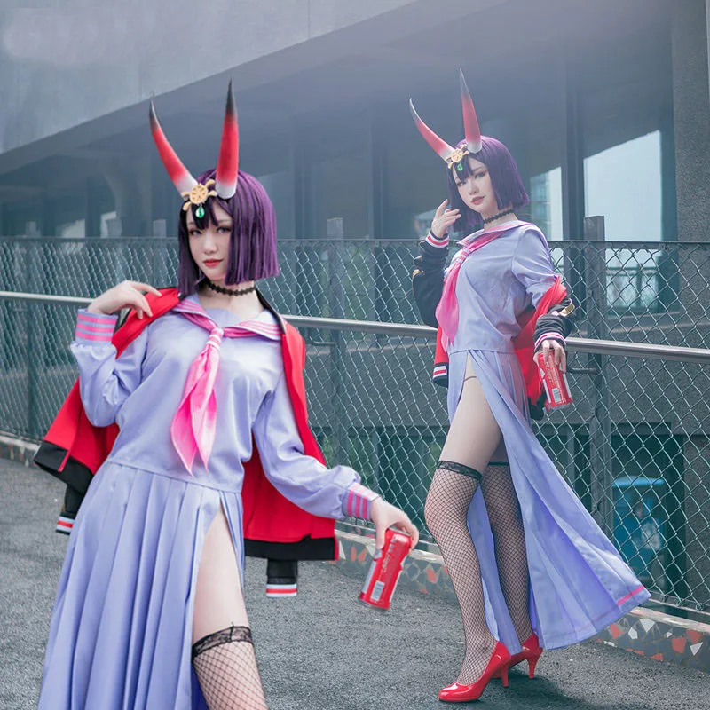 FGO Fate Grand Order Assassin Shuten-douji Косплей Костюм JK моряк Униформа COS пальто Хэллоуин Топ Юбка ожерелье носок