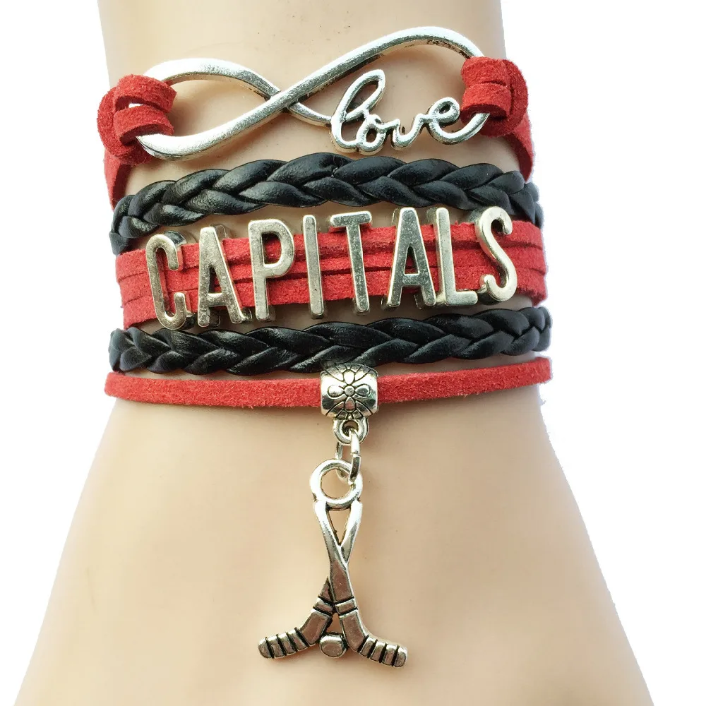 Браслет Infinity Love Captials Шарм для хоккея на заказ бархатный Кожаный Плетеный ретро
