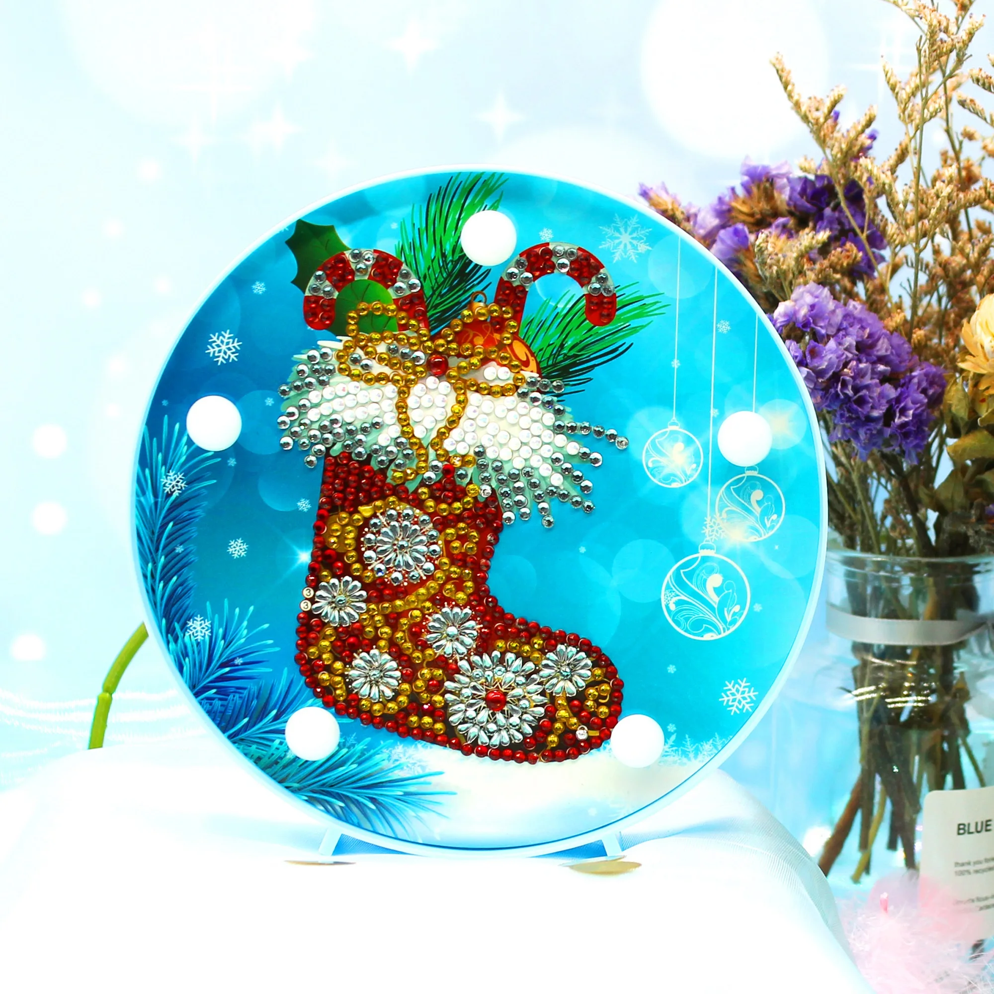 Cartoon Christmas Gift Diy Crafts For Home Decor Diamond Pianting Led Lamp Night Light Sock Crutch Design Shiny ZXD046 | Дом и сад