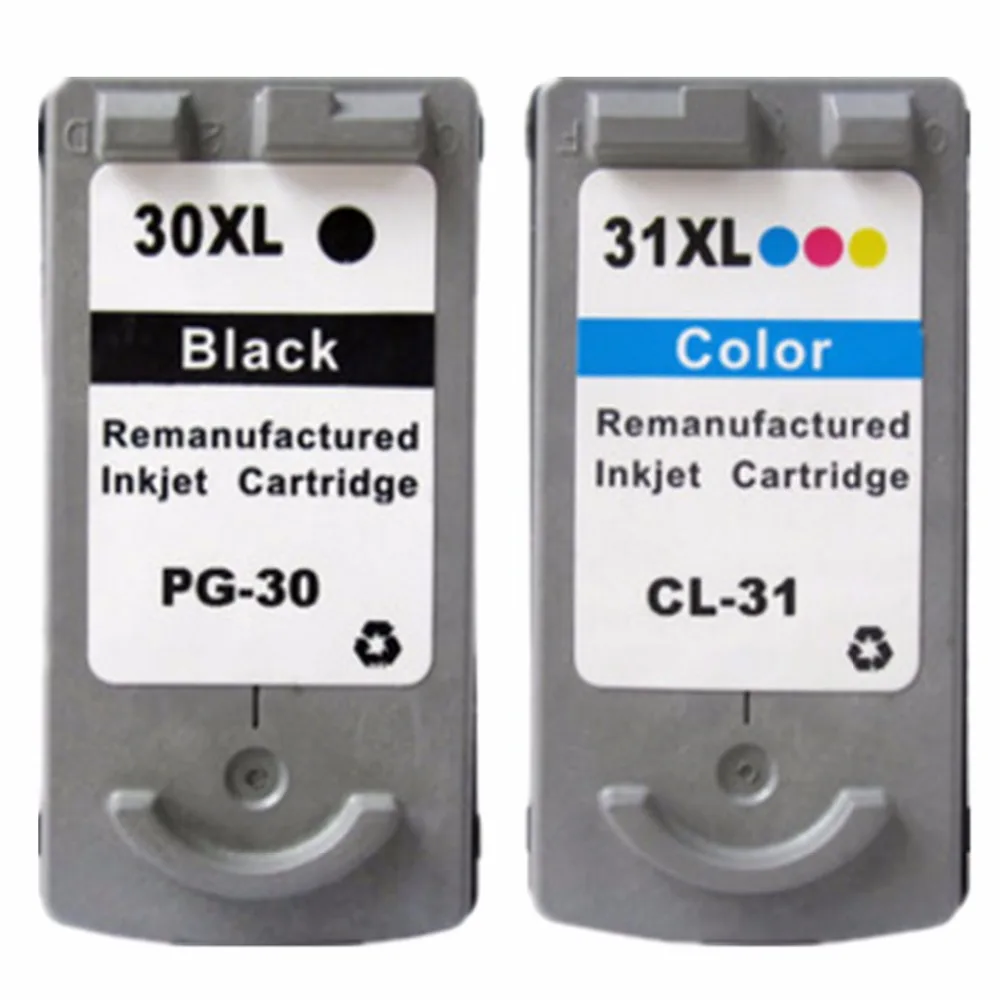 

Remanufactured Ink Cartridges For Canon PG-30 CL-31 PG 30 CL 31 PG30 CL31 PIXMA iP 1800 2600 MP 140 210 470 MX 300 310