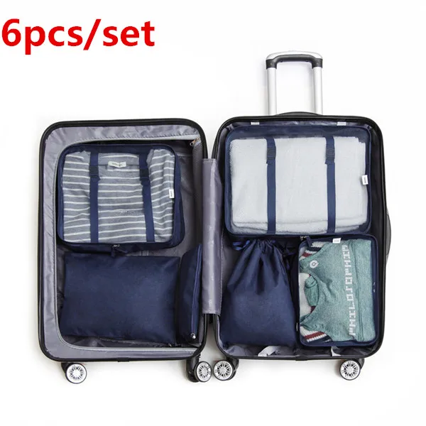 B-Dark Blue Мужские дорожные сумки, набор водонепроницаемых упаковочных кубиков, портативный органайзер для сортировки одежды, сумка для женщин, аксессуары для багажа, товар, чемодан - Цвет: B-Dark Blue