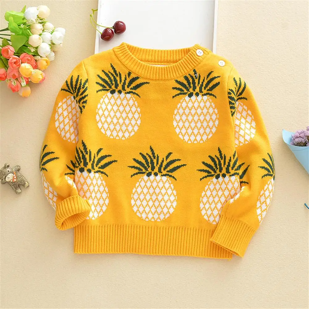 1 2 3 4 5 6 7 Year Kids Sweater 2018 New Casual Children Sweaters for Girls Boys Pineapple Pattern Cute Toddlers Clothing |
