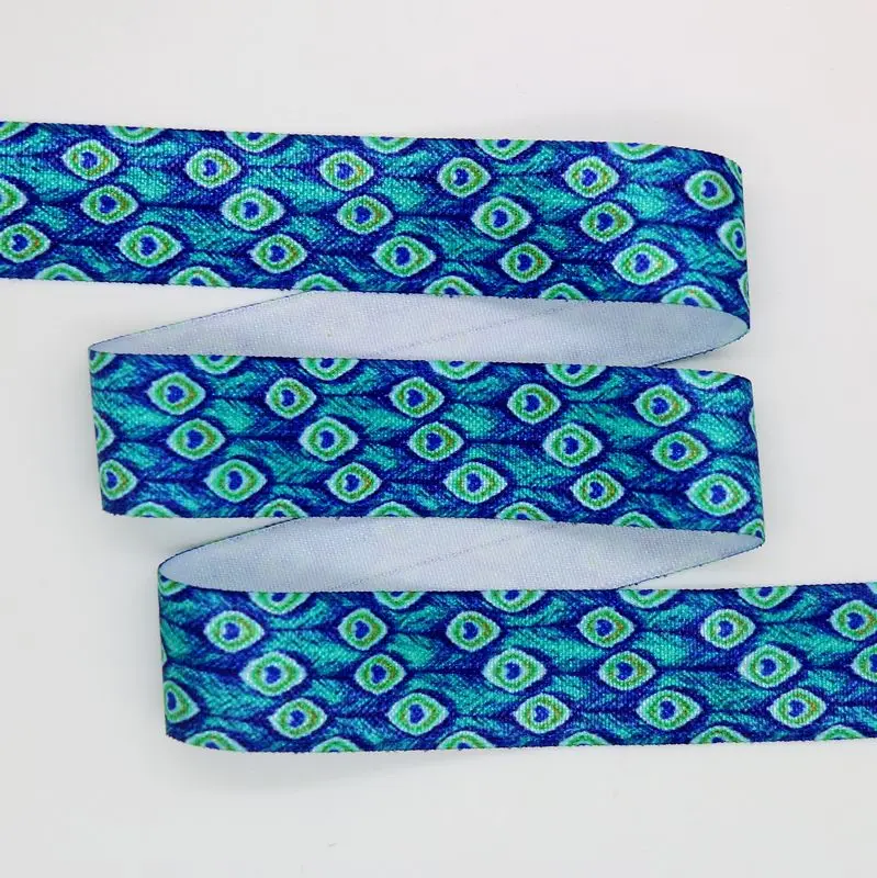 Повязка на голову с принтом Павлин 25 мм|fold elastic|printed foe elasticfoe printed |