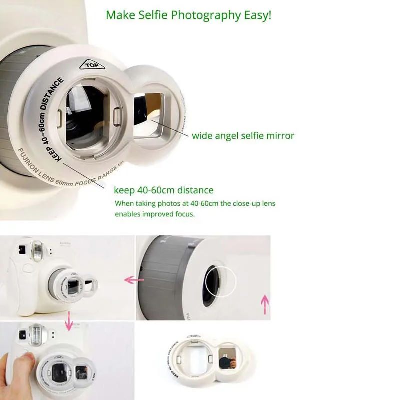 

100% Authentic Fujifilm Instax Mini 7s Instant Photo Film Camera, with 10 Sheets Fuji Instax Mini White Film and Selfie Lens