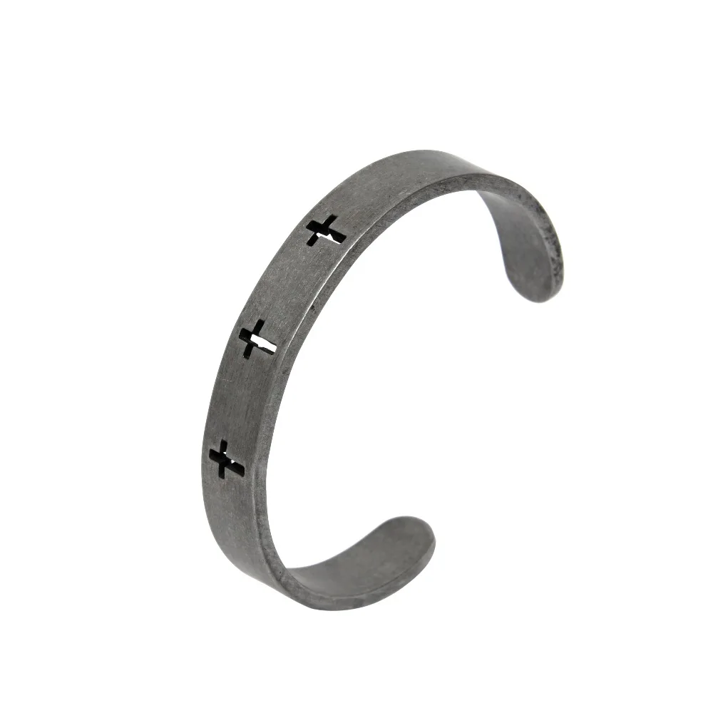 Stylish Stainless Steel Vintage Silver Hollow Out Cross Bracelet for Men Women Width Surface Bracelets Bangles Male Jewelry Gift | Украшения
