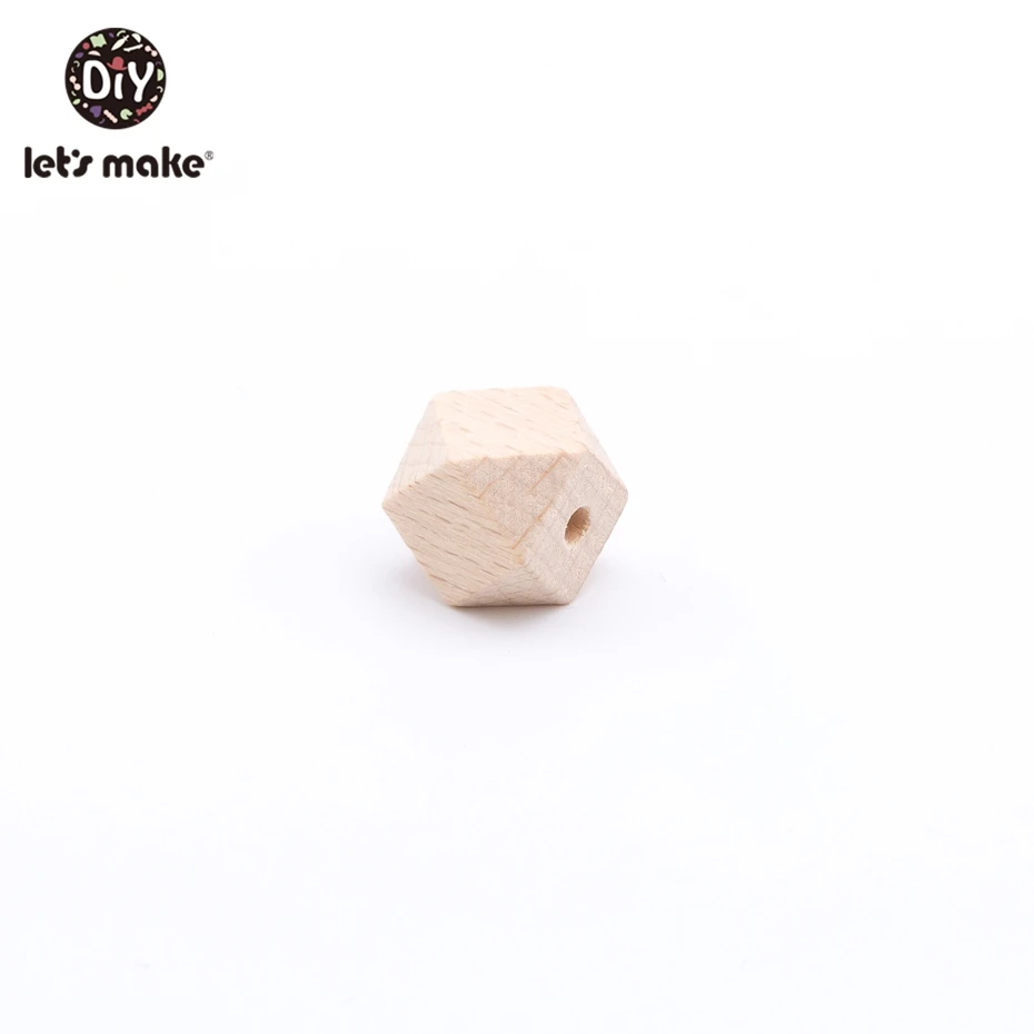 Let'S Make, 100 шт., 16 мм, 20 мм, шестигранные бусинки из бука, игрушки для прорезывания зубов для детей, игрушки для самостоятельного изготовления, погремушка-грызунок, деревянные детские Прорезыватели